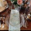 Glazen borden, tafelstyling, bruiloft decoratie huren